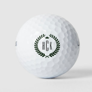 Black Laurel Wreath with a Monogram Golf Balls