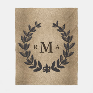 Black Laurels Brown Weave - Personalized Fleece Blanket