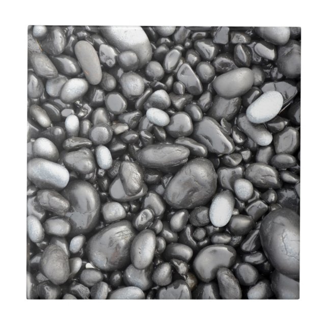 Black lava pebbles pattern tile (Front)