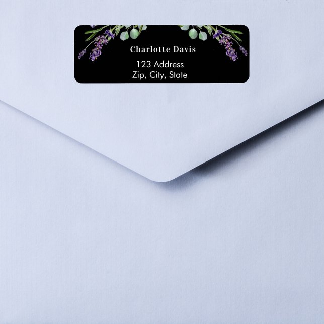 Black lavender eucalyptus greenery return address (Creator Uploaded)