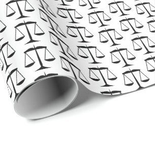 Black Law Scales of Justice on White Wrapping Paper