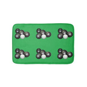 Black Lawn Bowls On Green, Bath Mat