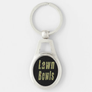 Black Lawn Bowls Picture Logo, Keychain