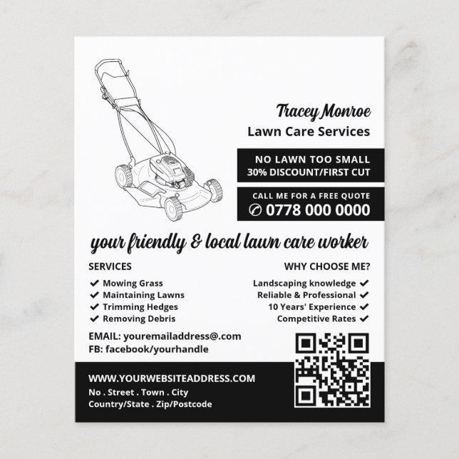 Black Lawn-Mower, Lawn Care Services Flyer (Front)
