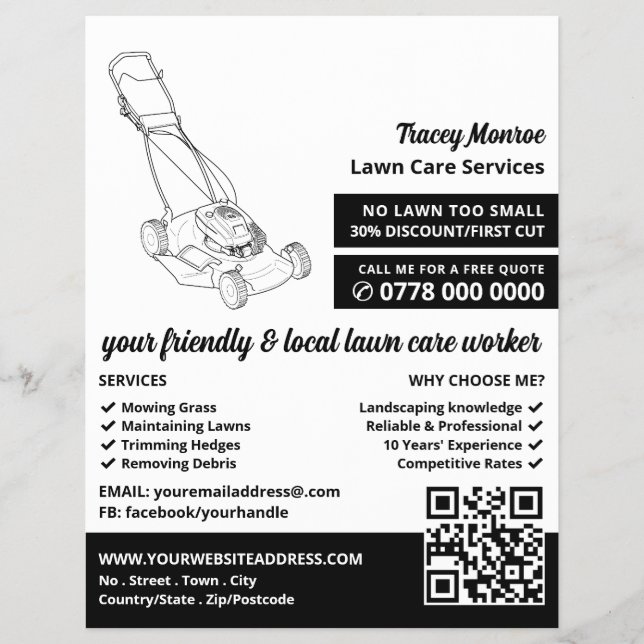 Black Lawn-Mower, Lawn Care Services Flyer (Front)