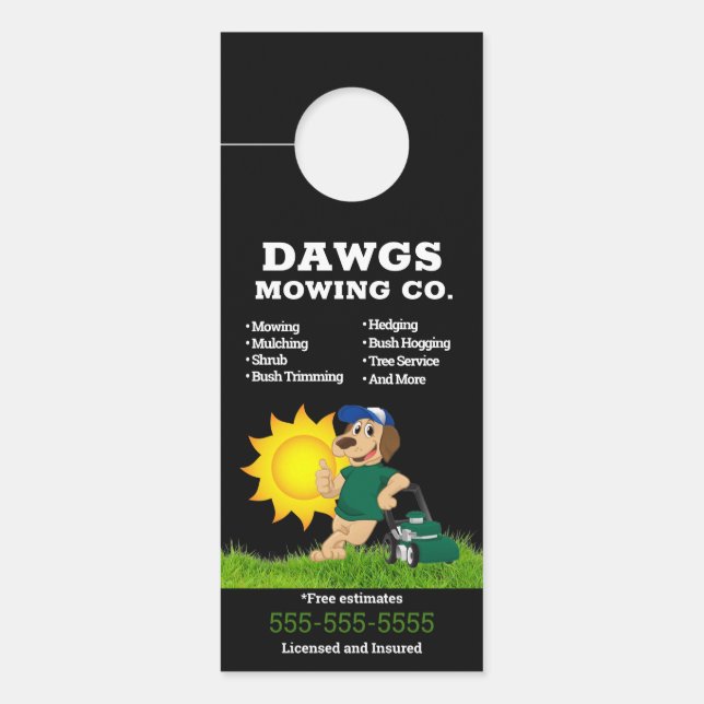 Black Lawn Service Door Hanger (Front)