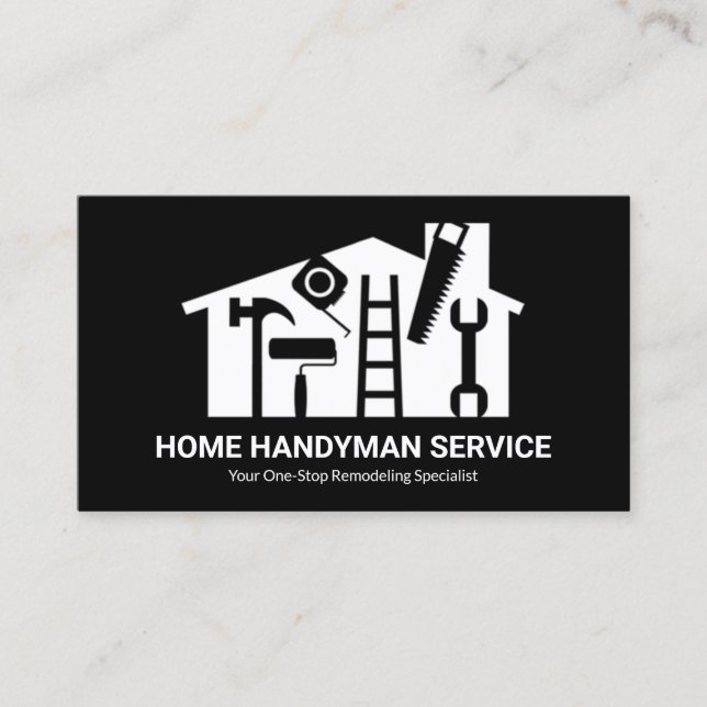 Black Layer White Home Handyman Tools Business Card (Front)