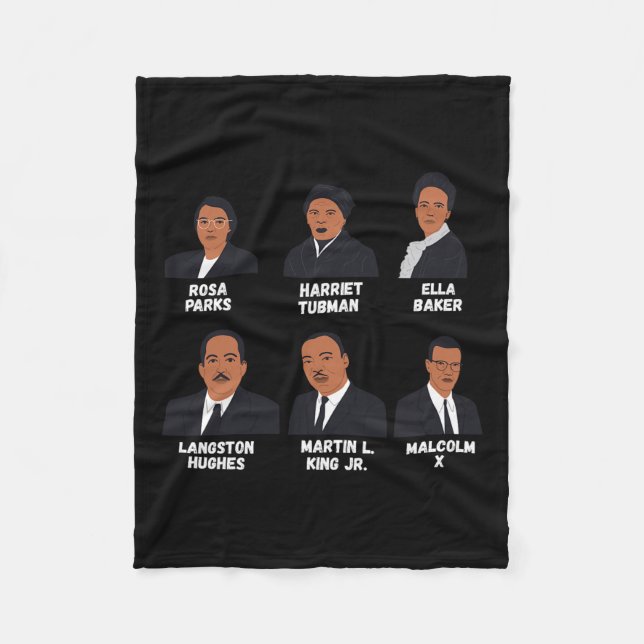 Black Leaders Inspiring Black History African Amer Fleece Blanket (Front)