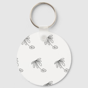 black leaf flower line art abstract design coffee keychain