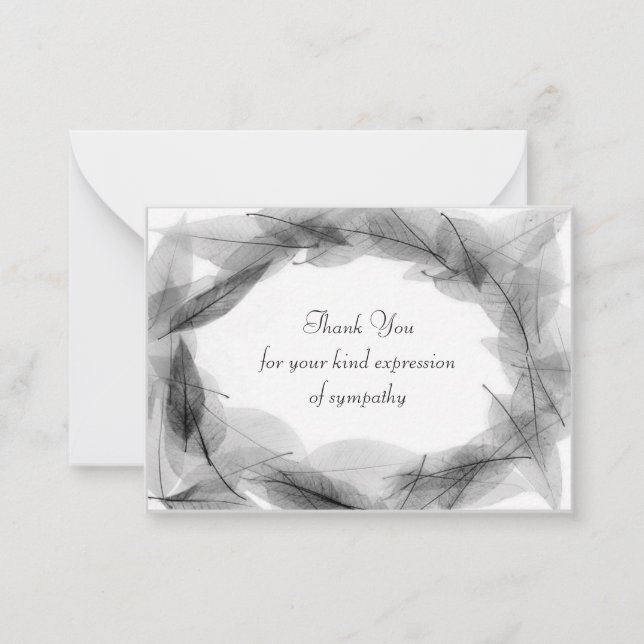 Black Leaf Frame After Funeral Thank You Cards (Front)