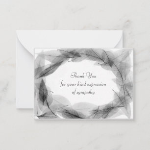 Black Leaf Frame After Funeral Thank You Cards