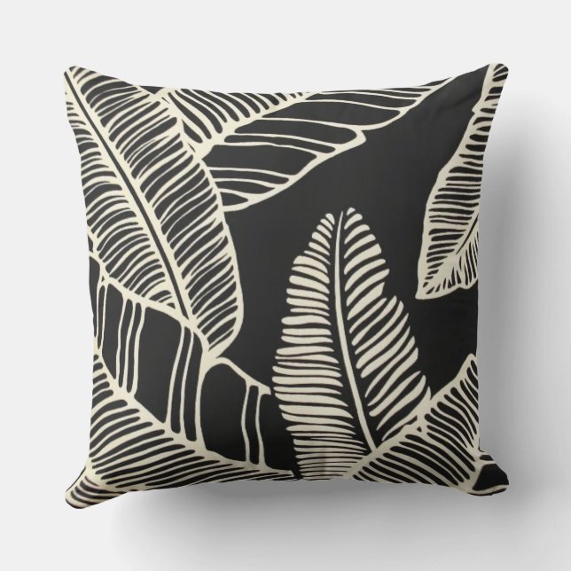 Black Leaf Pillow (Back)