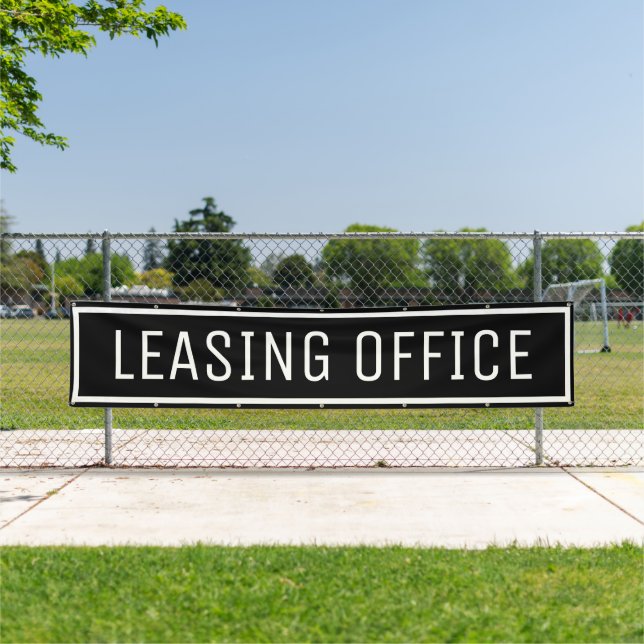 Black Leasing Office Sign Banner (Insitu)