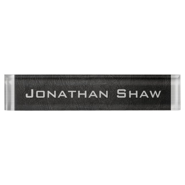 Black Leather (Add your name) Nameplate (Front)