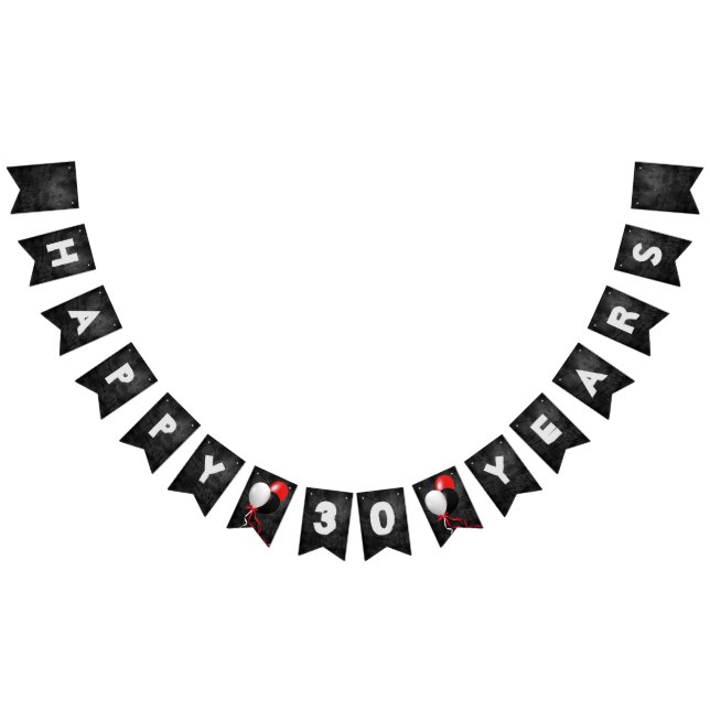 black leather and balloons 30th birthday party bunting flags (All)