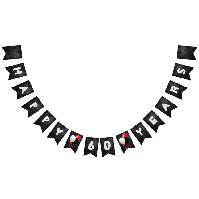 black leather and balloons 60th birthday party bunting flags (All)