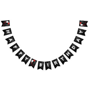 black leather and balloons birthday party bunting flags