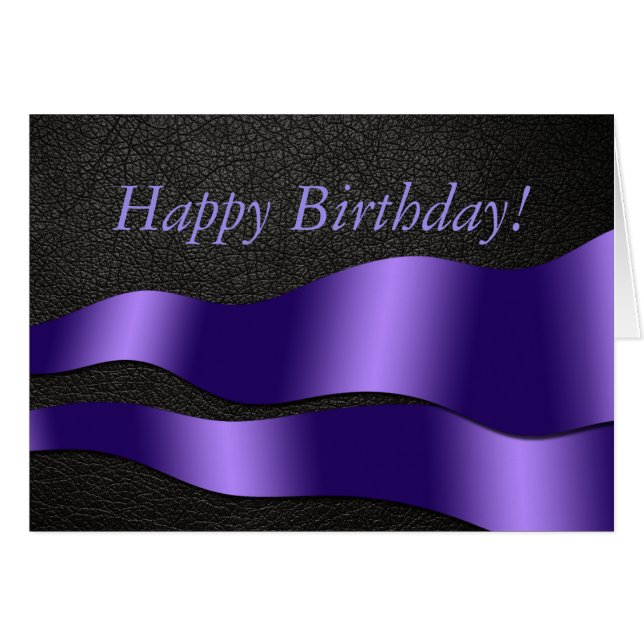 Black Leather and Purple Wave Greeting Card (Front Horizontal)