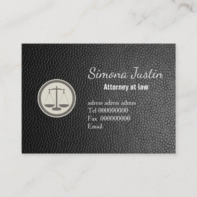 Black Leather attorney at law business card (Front)