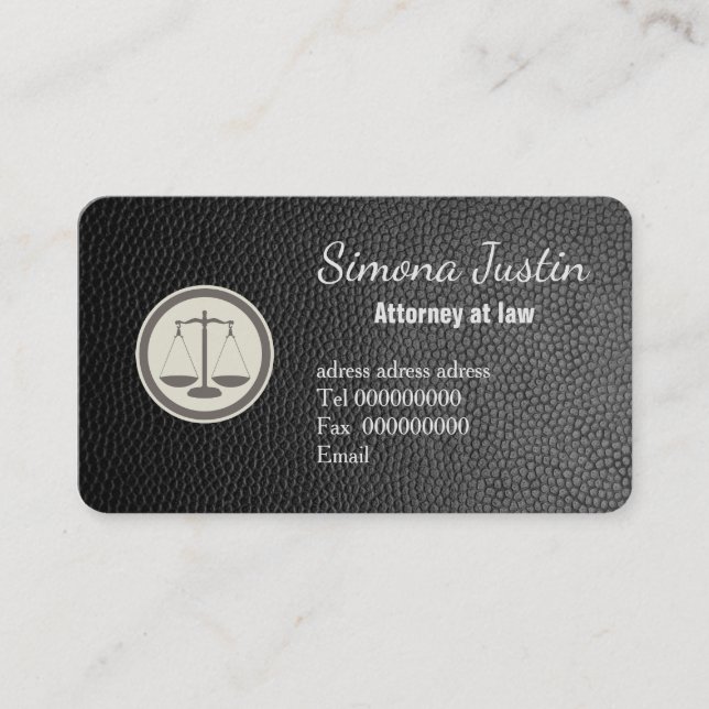 Black Leather attorney at law business card (Front)
