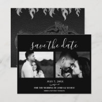 Black Leather Bike Wedding 2 Photo Save the Date