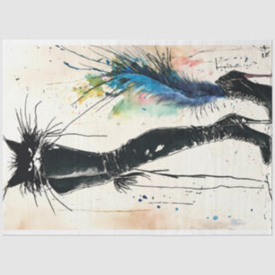 Black Leather Boot Cat Fashionable Decoupage Tissue Paper