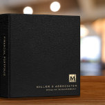 Black Leather Brushed Gold Initial Logo Portfolio Binder<br><div class="desc">Designed for Financial Planners and Wealth Management firms. This binder is ideal for organizing your client's portfolio information.</div>
