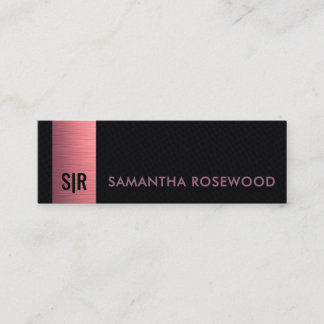 Black Leather & Brushed Pink Panel Monogram Mini Business Card