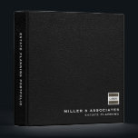 Black Leather Company Logo Estate Planning Binder<br><div class="desc">Showcase your brand with this black and white customizable estate planning binder featuring a square logo in the centre and customizable text on the spine. The sleek and professional design features classic block typography and a black leather print background.</div>