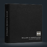 Black Leather Company Logo Estate Planning Binder<br><div class="desc">Showcase your brand with this black and white customizable estate planning binder featuring a square logo in the centre and customizable text on the spine. The sleek and professional design features classic block typography and a black leather print background.</div>