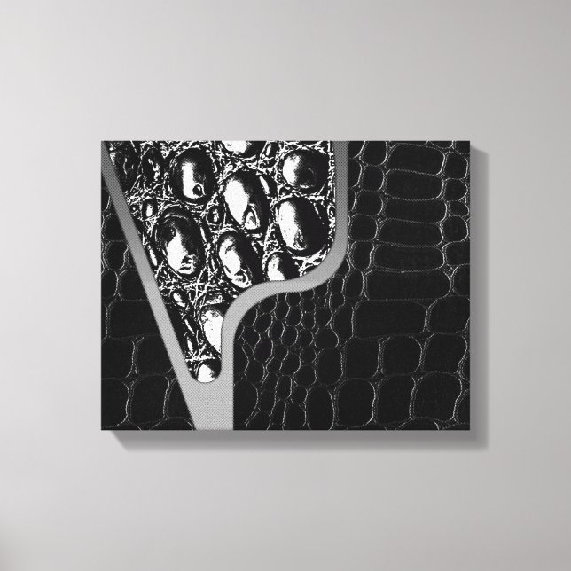 Black Leather Crocodile Texture Canvas Print (Front)