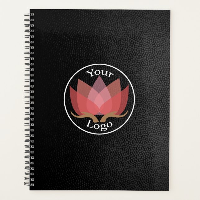Black Leather Custom LOGO Planner (Front)