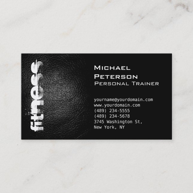Black Leather Effect Fitness Carte de visite sport (Devant)
