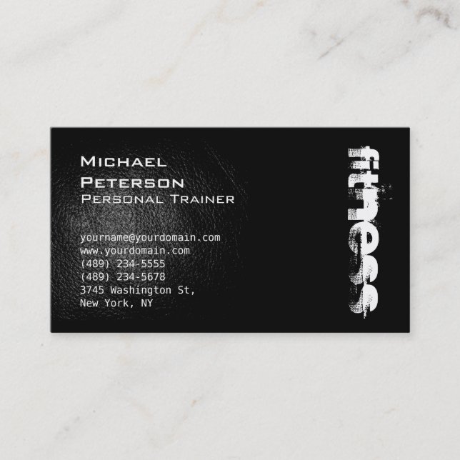 Black Leather Effect Fitness Carte de visite sport (Devant)