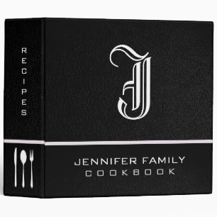 Black Leather Family Recipes Monogram Binder