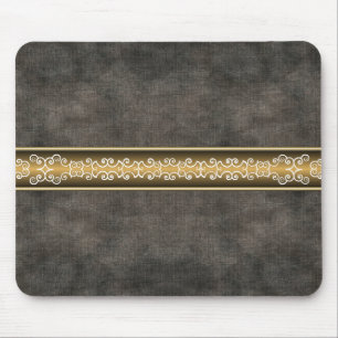 Black Leather Filigree Designer Mousepad