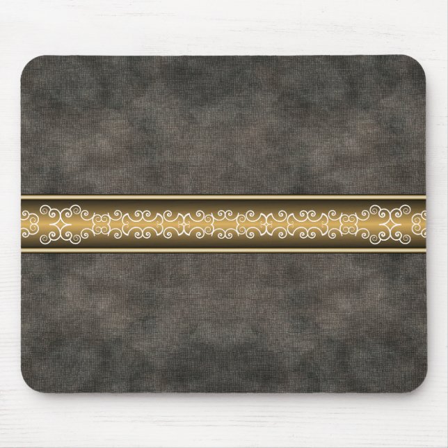Black Leather Filigree Designer Mousepad (Front)
