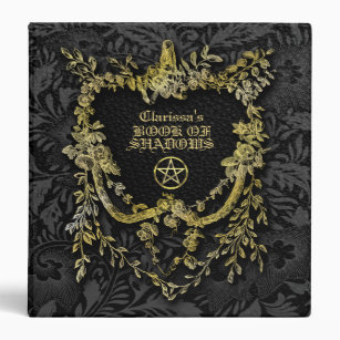 Black Leather Floral Grey Gothic Book of Shadows Binder