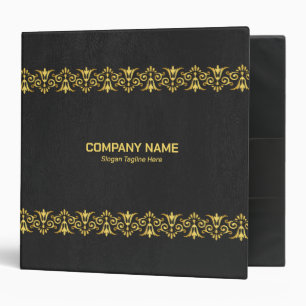 Black Leather Gold border 3 Ring Binder