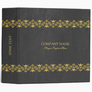 Black Leather Gold border 3 Ring Binder