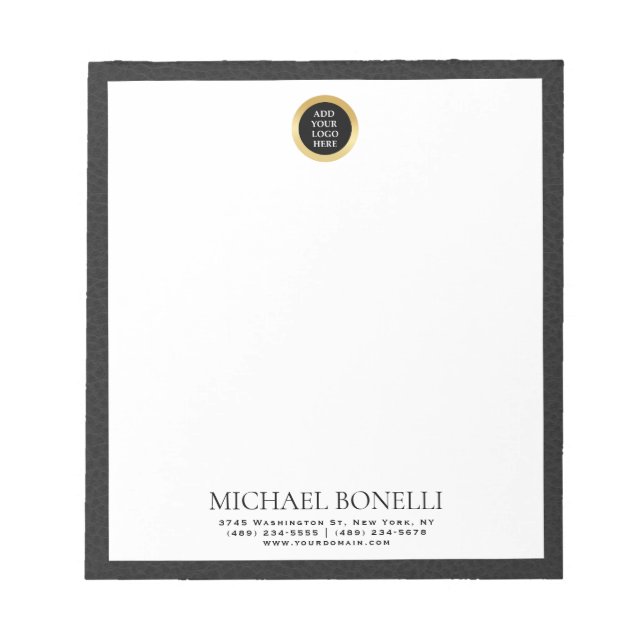 Black Leather Gold Circle Logo professional Notepad (Front)