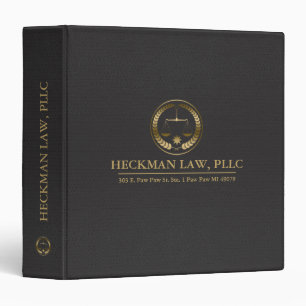 Black Leather Gold Justice Scale and Laure wreath Binder