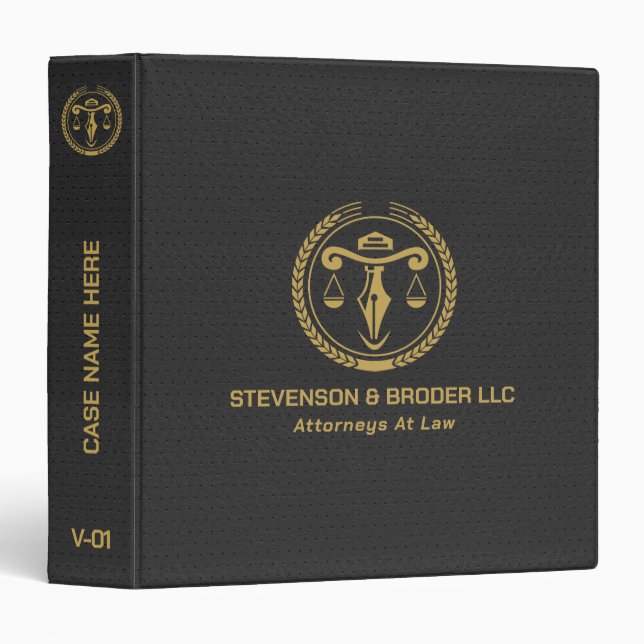 Black leather & Gold Law Firm Logo Binder (Front/Spine)