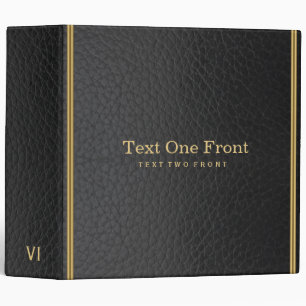 Black Leather & Gold Stripes Binder