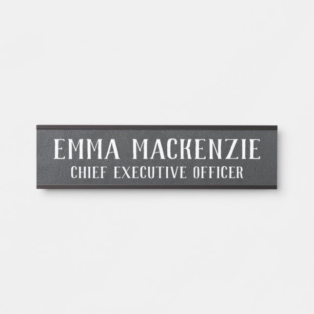 Black Leather Hanging Door Sign Name Plate (Front)