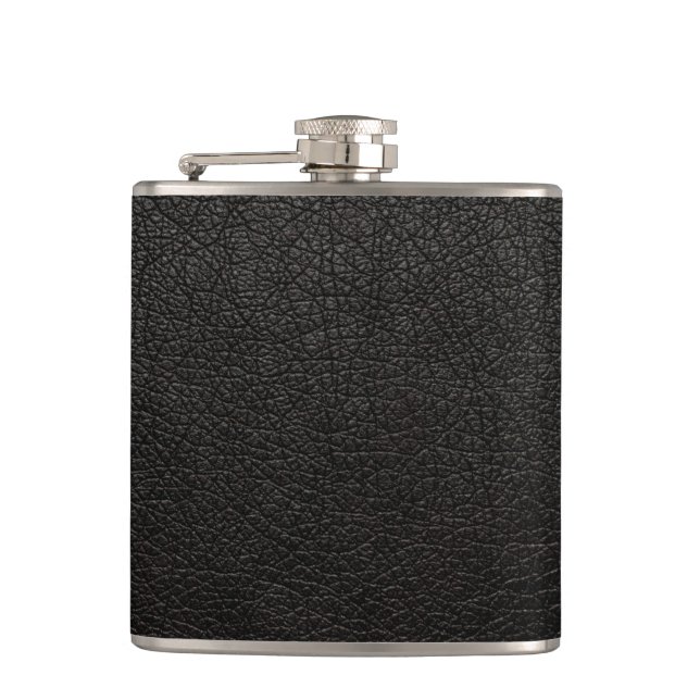 Black Leather Hip Flask (Front)