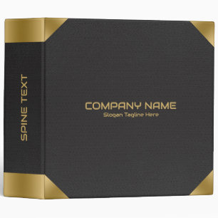 Black leather image print with gold accents. binder
