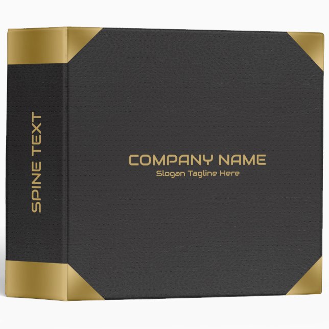 Black leather image print with gold accents. binder (Front/Spine)