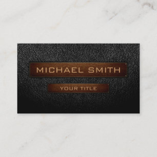 Black leather look brown tag