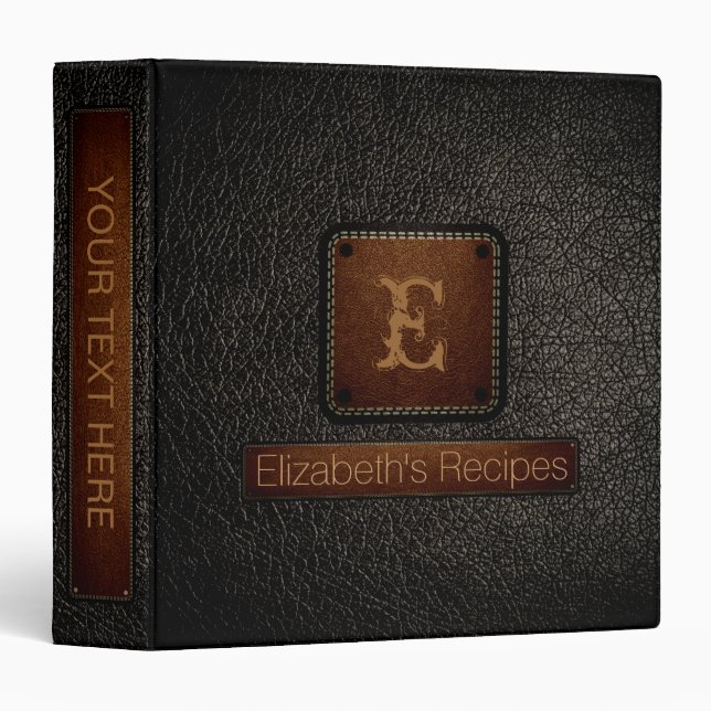 Black Leather Look Brown Tag Binder (Front/Spine)